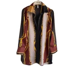 Zara TRF Collection Womens Large Baroque Chain Polka Dot Print Button Down Shirt